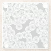 Dessous-de-verre En Verre Motif de fleurs Art Déco - blanc sur noir (Dos)