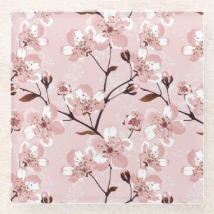 Dessous-de-verre En Verre Motif de fleurs de fleurs de cerisier
