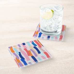 Dessous-de-verre En Verre Motif de frappe de pinceau coloré