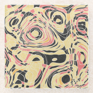 Dessous-de-verre En Verre motif de géo de ligne Abstraite, dessin topographi