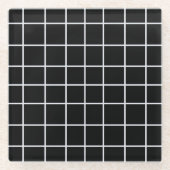 Dessous-de-verre En Verre Motif de grille noir blanc (Devant)