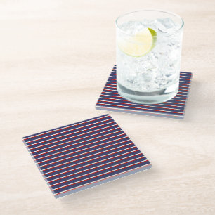 Dessous-de-verre En Verre Motif de la bande rouge bleue de la Marine