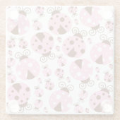 Dessous-de-verre En Verre Motif De Ladybugs, Mignons Ladybugs, Pink Ladybugs (Dos)