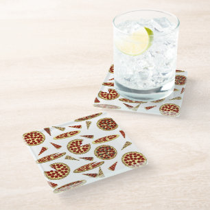 Dessous-de-verre En Verre Motif de l'amoureux de pizza