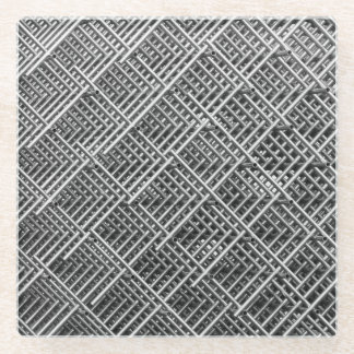 Dessous-de-verre En Verre Motif de maillage industriel de la grille d'acier