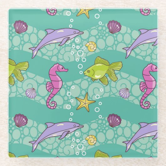 Dessous-de-verre En Verre Motif de mer d'été (Devant)