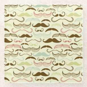 Dessous-de-verre En Verre Motif de moustache, rétro style 4