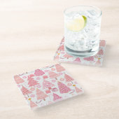 Dessous-de-verre En Verre Motif de Noël rose (Incliné)