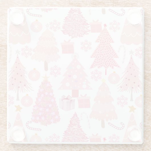 Dessous-de-verre En Verre Motif de Noël rose (Dos)