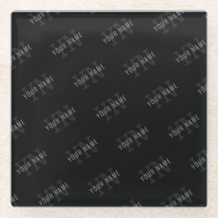 Dessous-de-verre En Verre Motif de nom de très gris foncé et de monogramme n