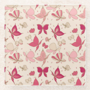 Dessous-de-verre En Verre motif de papillon 3