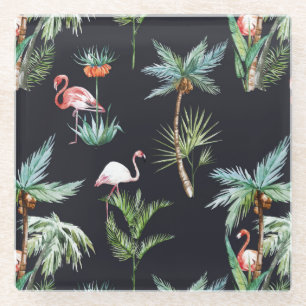 Dessous-de-verre En Verre Motif de paume d'aquarelle