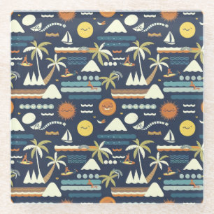Dessous-de-verre En Verre Motif de plage tropicale amusant
