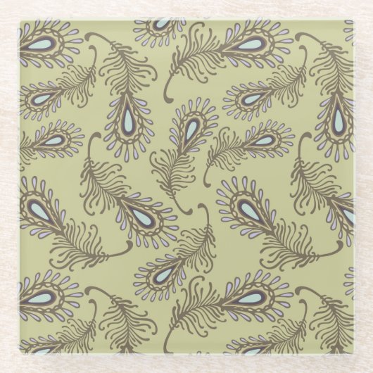 Dessous-de-verre En Verre Motif de plume (Devant)