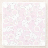 Dessous-de-verre En Verre motif de rose de kawaii (Dos)