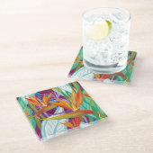 Dessous-de-verre En Verre Motif de Strelitzia (Incliné)