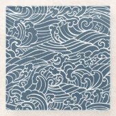 Dessous-de-verre En Verre Motif de style Wave japonais (Devant)
