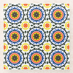 Dessous-de-verre En Verre Motif de Suzani
