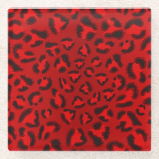 Dessous-de-verre En Verre motif de texture léopard rose. (Devant)