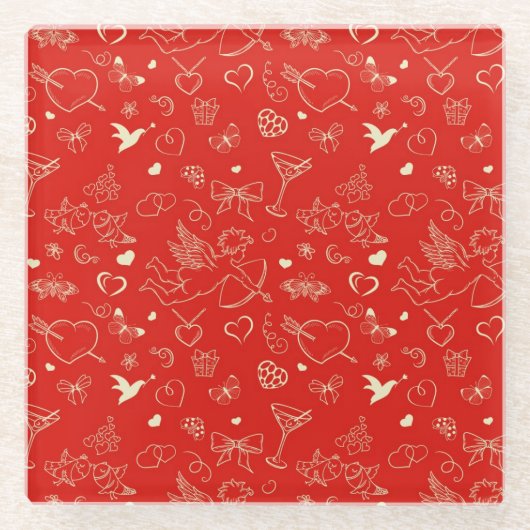 Dessous-de-verre En Verre Motif de Valentine (Devant)