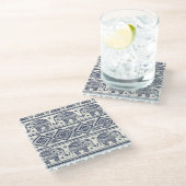 Dessous-de-verre En Verre Motif d'éléphant ethnique bleu (Incliné)
