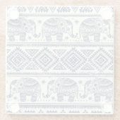 Dessous-de-verre En Verre Motif d'éléphant ethnique bleu (Dos)