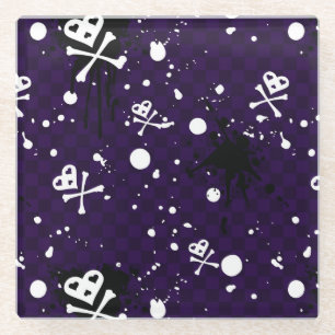 Dessous-de-verre En Verre Motif d'Emo de couleur foncée avec la peinture