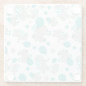 Dessous-de-verre En Verre Motif Des Eléphants, Eléphants Mignons - Gris Bleu (Dos)