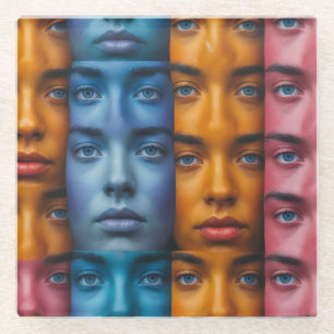 Dessous-de-verre En Verre Motif des faces colorées