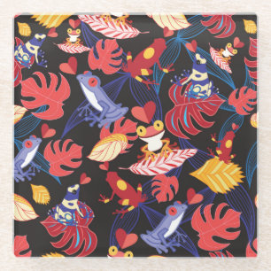 Dessous-de-verre En Verre Motif des grenouilles 2 d'amants