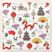 Dessous-de-verre En Verre Motif des symboles chinois (Devant)