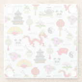 Dessous-de-verre En Verre Motif des symboles chinois (Dos)