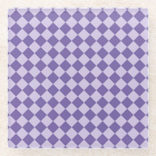 Dessous-de-verre En Verre Motif diamant à carreaux violets