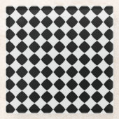 Dessous-de-verre En Verre Motif diamant noir et blanc (Devant)