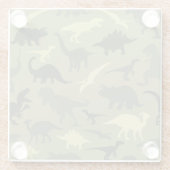 Dessous-de-verre En Verre Motif Dinosaure, Silhouette Dinosaure, Dino Vert (Dos)