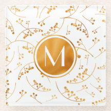 Motif élégant monogramme de baies d'or élégant