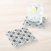 Dessous-de-verre En Verre Motif Empreintes de Patte de Chien et Os (Incliné)