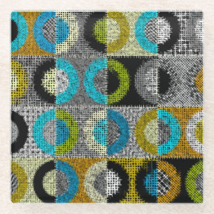 Dessous-de-verre En Verre Motif en écaille, imitation toile brute.