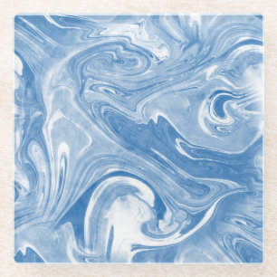 Dessous-de-verre En Verre Motif en marbre coloré.