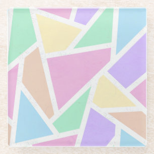 Dessous-de-verre En Verre Motif en mosaïque arc-en-ciel Pastel