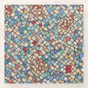 Dessous-de-verre En Verre Motif en mosaïque colorée