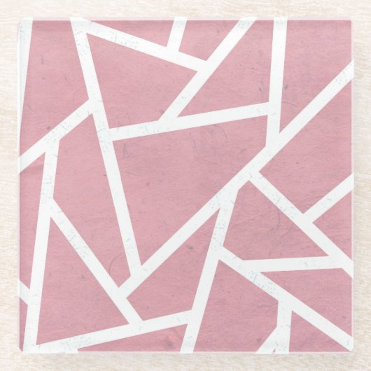 Dessous-de-verre En Verre Motif en mosaïque corail et blanc (Devant)