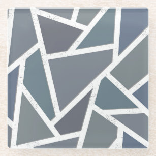 Dessous-de-verre En Verre Motif en mosaïque gris bleu
