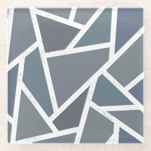 Dessous-de-verre En Verre Motif en mosaïque gris bleu (Devant)