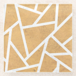 Dessous-de-verre En Verre Motif en mosaïque jaune et blanc