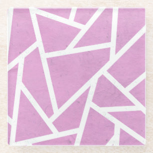 Dessous-de-verre En Verre Motif en mosaïque rose et blanc