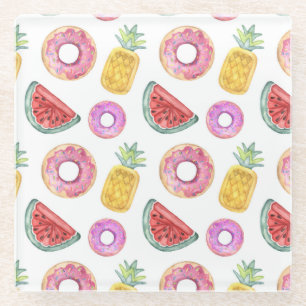 Dessous-de-verre En Verre Motif en pastel de flotteur de piscine d'aquarelle