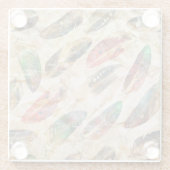 Dessous-de-verre En Verre Motif en plumes de Boho (Dos)
