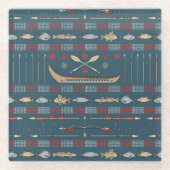 Dessous-de-verre En Verre Motif ethnique de pêche (Devant)