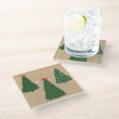 Dessous-de-verre En Verre Motif Festive Tan Christmas Tree (Incliné)